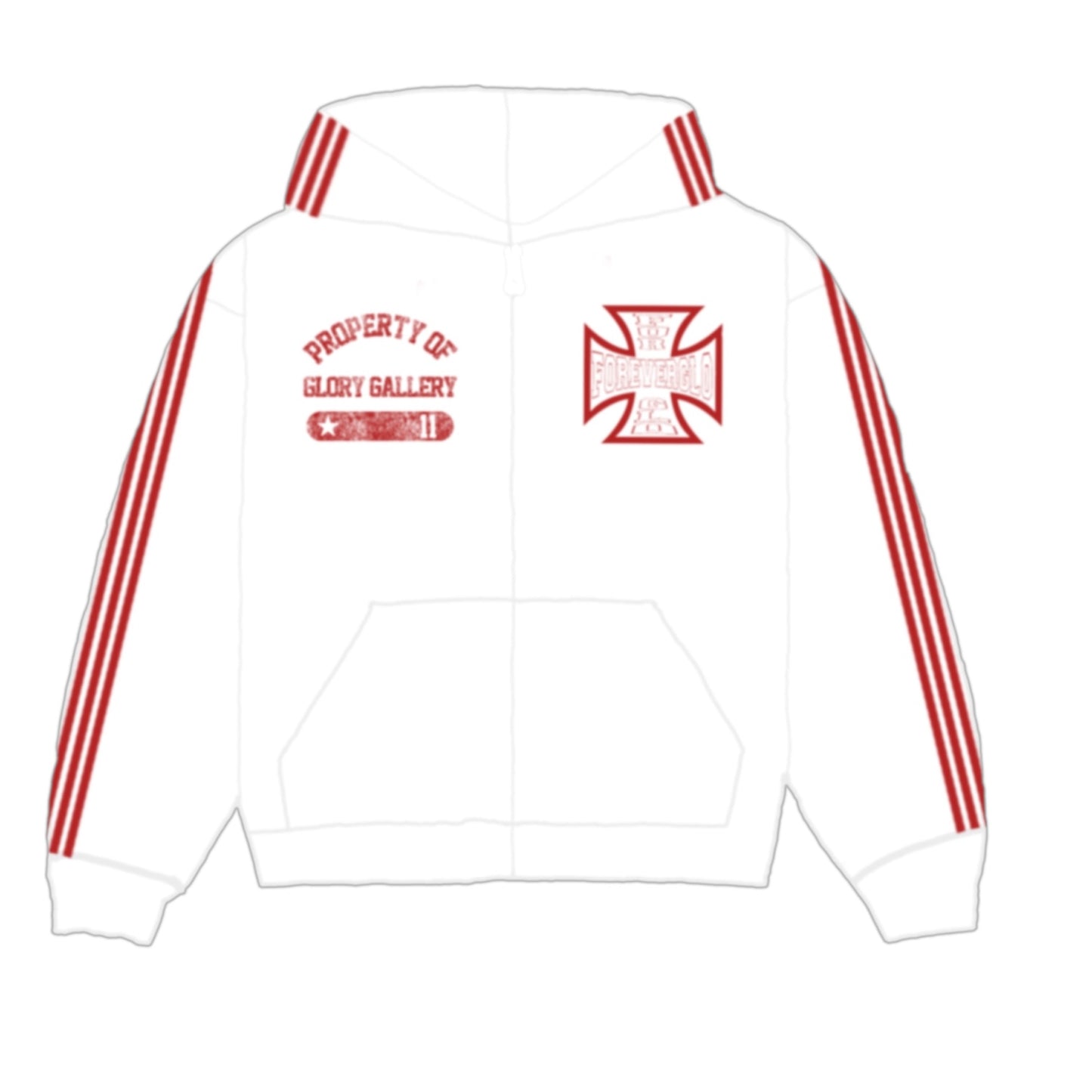 White GG Striped Zipup (V1 Sizing)